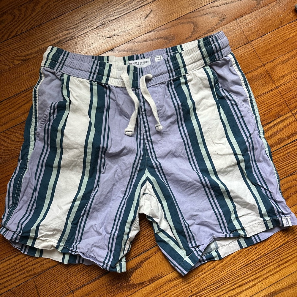 Denim & Flower Blue and Purple Athletic Shorts